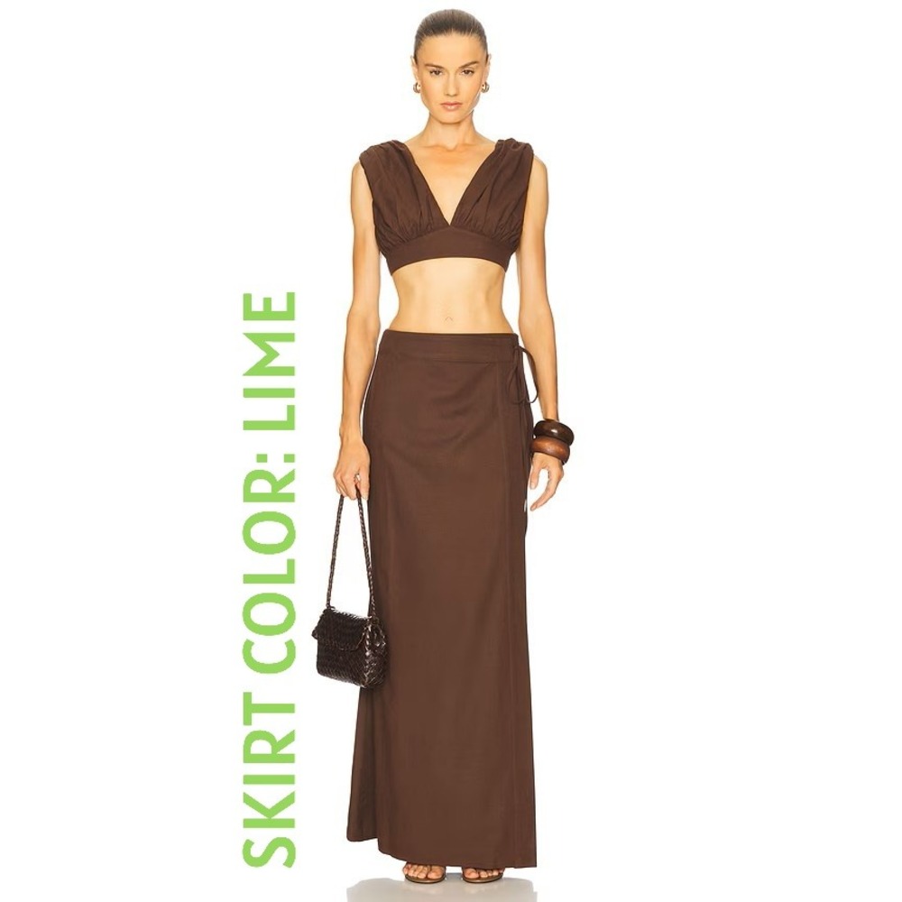 Riot Swim Callen Maxi Skirt XL Linen Blend in RARE LIME (NOT Brown) NEW